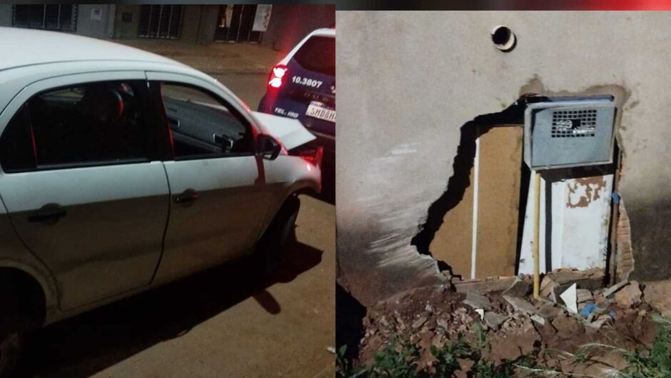 Motorista destrói muro de casa e é preso após tentar fugir em Campo Grande