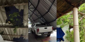 Temporal com ventos fortes causa destruição em Corumbá e deixa famílias desabrigadas