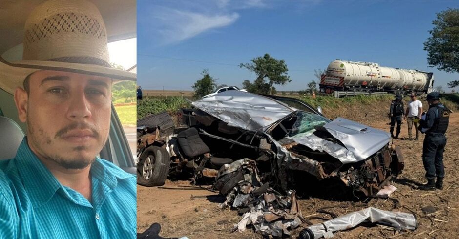 Jovem morre em grave acidente entre caminhonete e carreta na MS-480