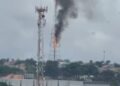 Incêndio atinge torre da sede da TV MS Record e assusta funcionários em Campo Grande Incêndio atinge torre da sede da TV MS Record e assusta funcionários em Campo Grande