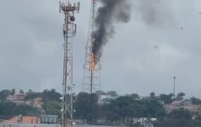 Incêndio atinge torre da sede da TV MS Record e assusta funcionários em Campo Grande