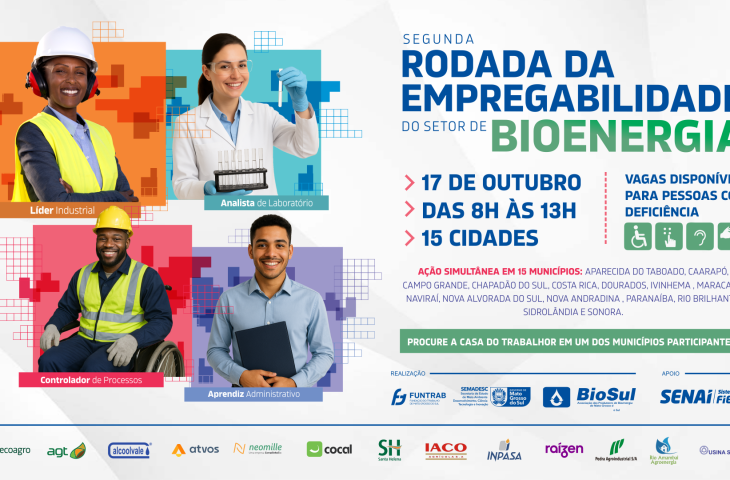 2ª Rodada de Empregabilidade do Setor de Bioenergia em MS oferece 637 vagas
