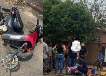 Motociclista fica gravemente ferida após colidir com caminhonete em Água Clara