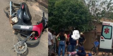 Motociclista fica gravemente ferida após colidir com caminhonete em Água Clara