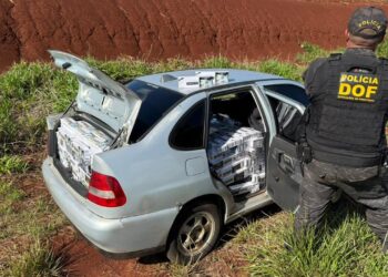Carro carregado com cigarros é apreendido após cair em barranco (vídeo)
