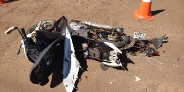 Motociclista fica ferida após acidente com ônibus do transporte coletivo em Rio Brilhante