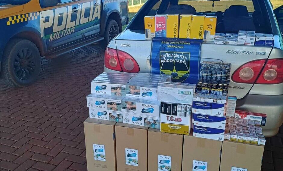 Carga ilegal de canetas emagrecedoras e outros produtos é apreendida durante fiscalização na MS-162