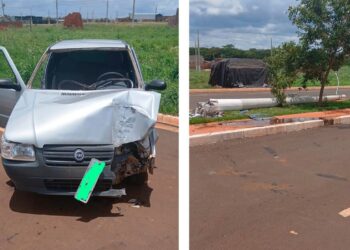 Carro atinge poste e deixa duas mulheres feridas em Chapadão do Sul Carro atinge poste e deixa duas mulheres feridas em Chapadão do Sul