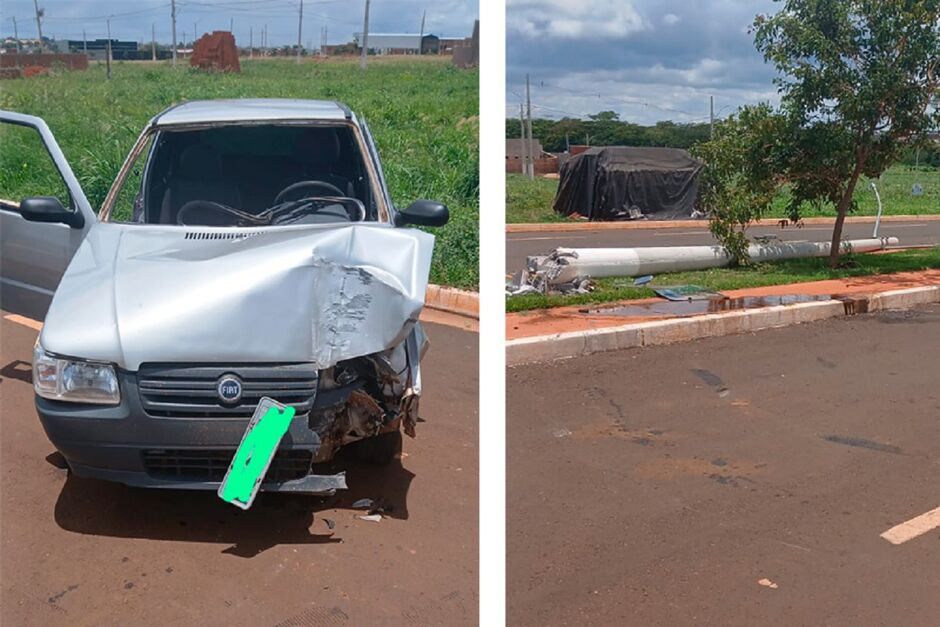 Carro atinge poste e deixa duas mulheres feridas em Chapadão do Sul