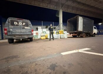 Caminhão com carga milionária de cigarros é apreendido após fuga na fronteira Caminhão com carga milionária de cigarros é apreendido após fuga na fronteira