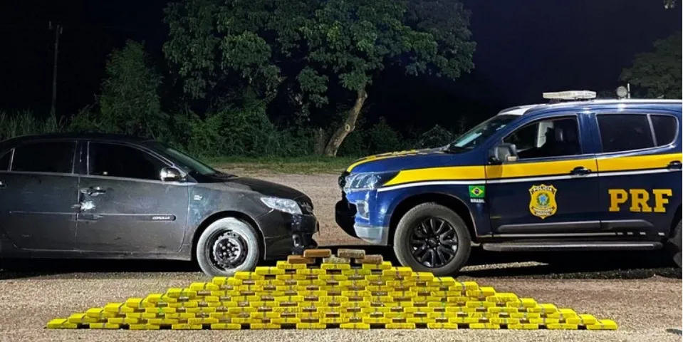 Fuga termina com apreensão de 111 kg de cocaína na BR-262