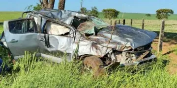 Caminhonete capota na BR-060 e deixa feridos