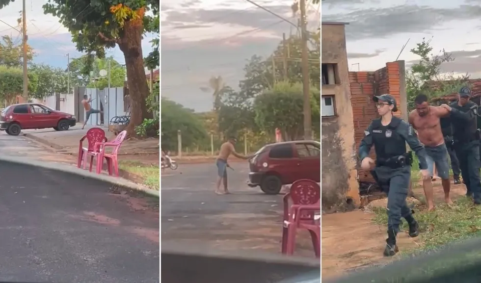 Briga termina em ameaças, danos e homem detido pela PM