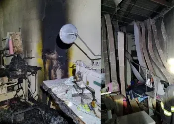 Incêndio atinge fábrica de enxoval e mobiliza bombeiros Incêndio atinge fábrica de enxoval e mobiliza bombeiros