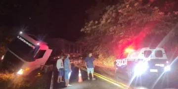 Carreta sai da pista e interdita BR-060 na Serra Sucuriú