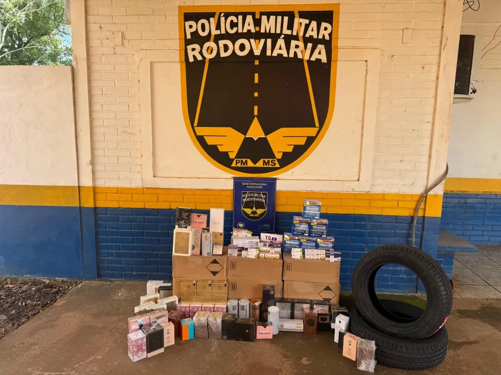 Contrabando de medicamentos e pneus é apreendido na MS-164