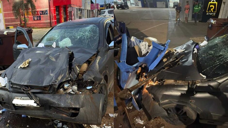 Carro bate em caminhão de lixo e deixa quatro feridos