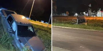 Motorista perde controle de RAM e veículo fica destruído após sair da pista