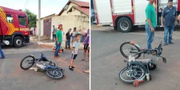 Crianças ficam feridas após acidente entre bicicleta elétrica e caminhonete
