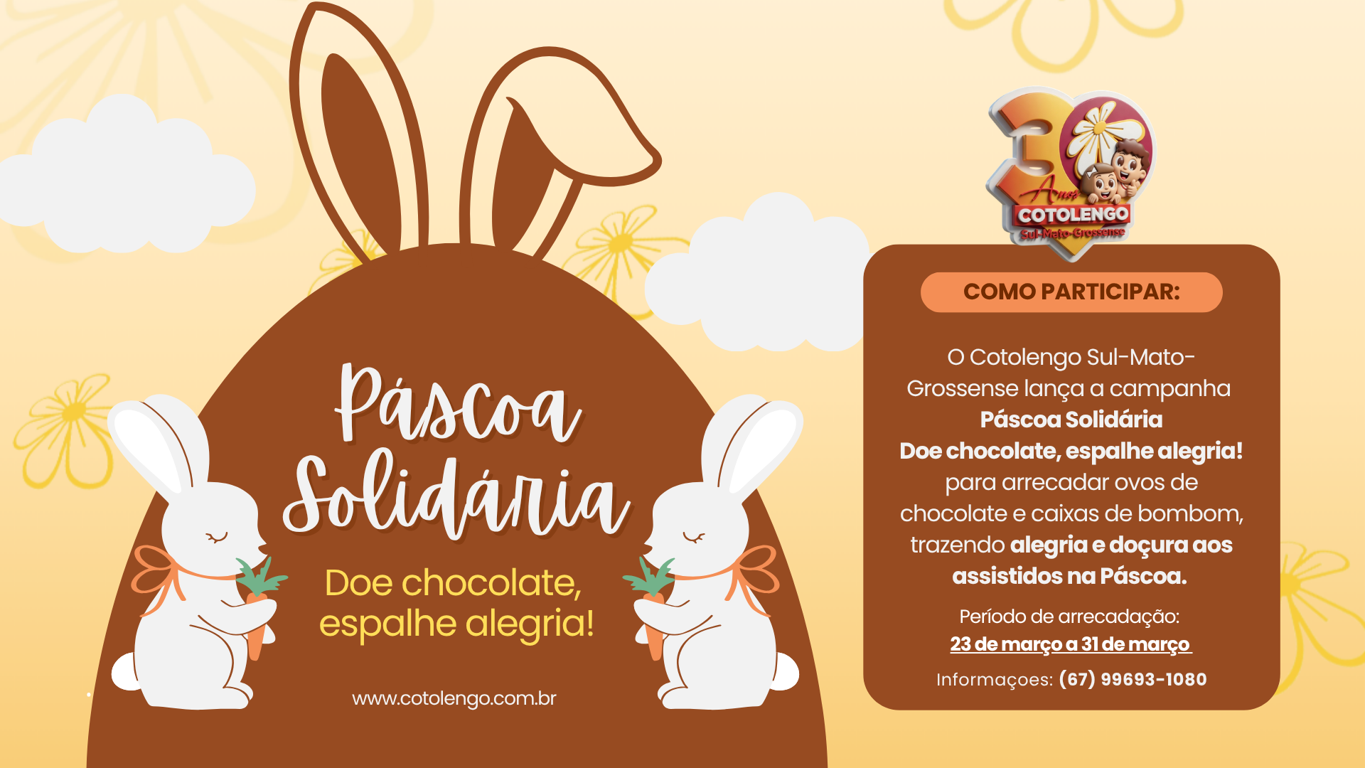 Páscoa Solidária do Cotolengo arrecada chocolates para assistidos em Campo Grande