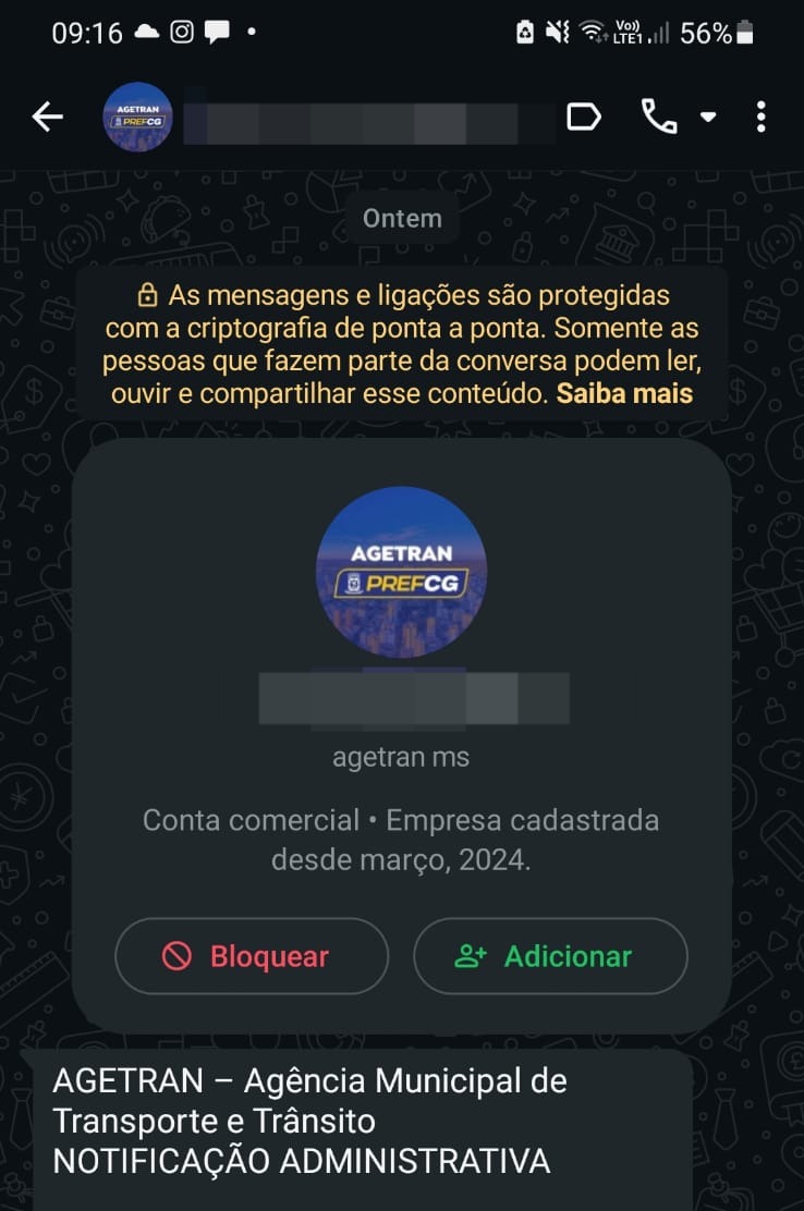 ALERTA: Golpistas tentam aplicar golpe usando nome da Agetran