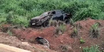 Capotamento na MS-276 leva polícia a descobrir caminhonete roubada