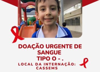 Augusto precisa de doações de sangue e família conclama doadores para irem até a Cassems