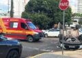 Acidente entre carros deixa veículo capotado no Jardim dos Estados Acidente entre carros deixa veículo capotado no Jardim dos Estados