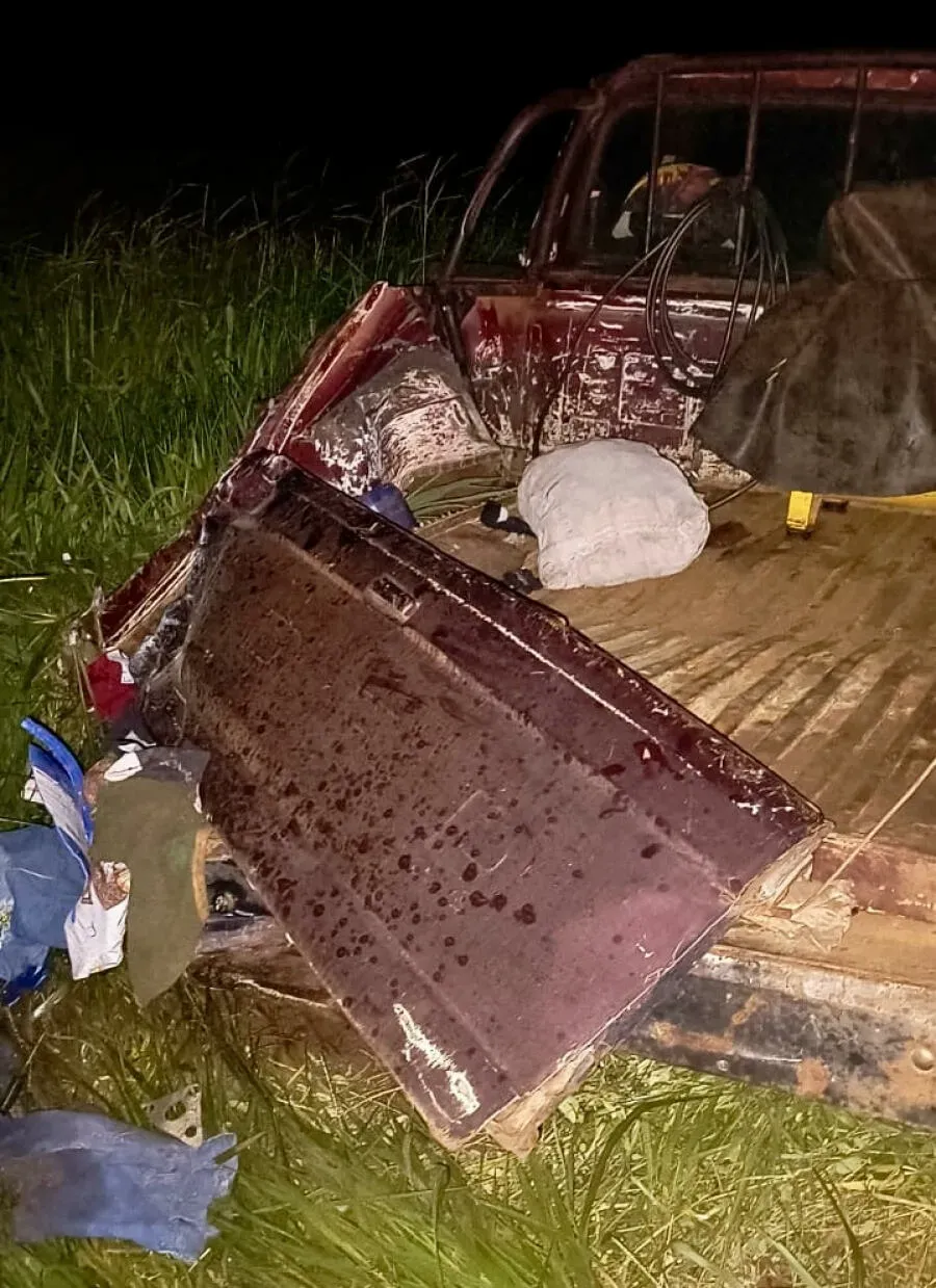 Pane mecânica provoca acidente entre caminhonete e carreta na BR-060