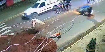 Motociclista ignora obra, perde controle e sofre acidente em Campo Grande