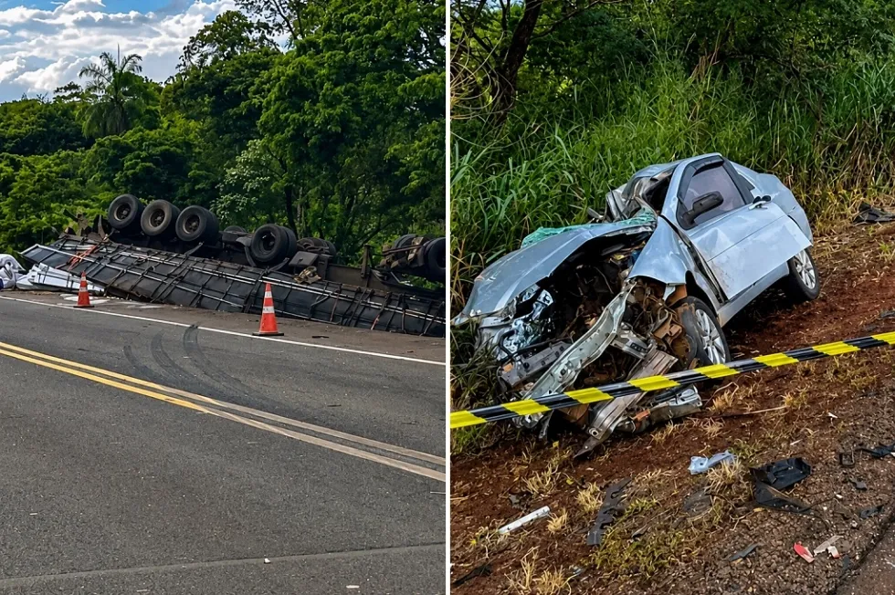 Acidente com carreta termina em morte na BR-163