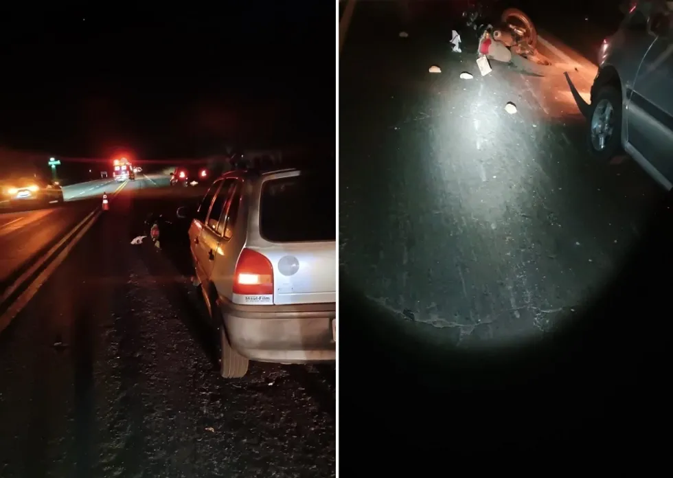 Motociclista sofre fraturas nas pernas após acidente na BR-376