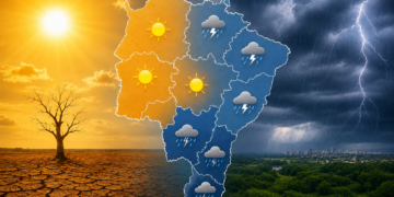 Previsão indica calor de até 39°C, umidade crítica e virada no tempo com ventos fortes e chuva em áreas do estado