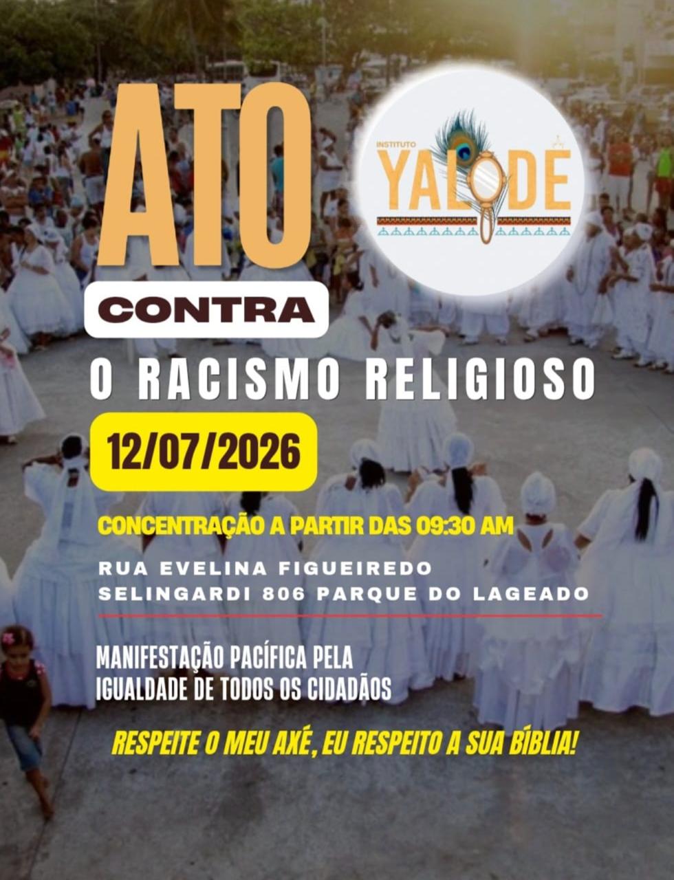 Após invasão de terreiro e denúncia de racismo religioso, Instituto Yalodê promove ato em defesa da liberdade de fé