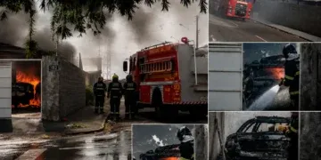 Pane elétrica provoca incêndio e destrói carro em garagem
