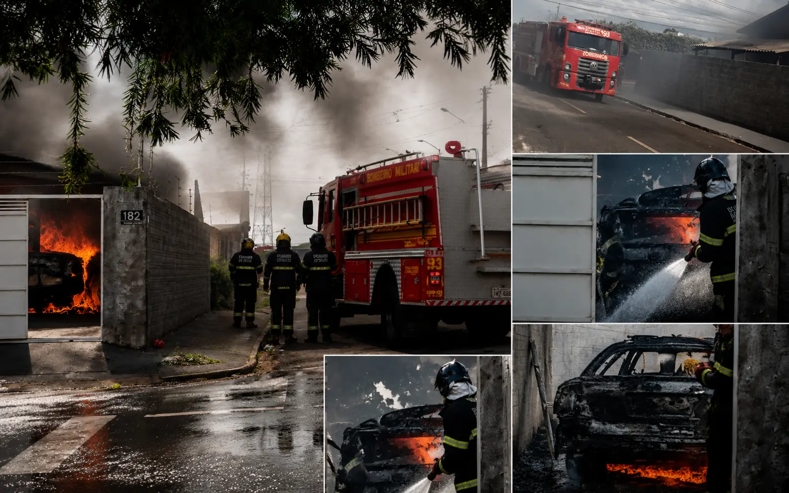 Pane elétrica provoca incêndio e destrói carro em garagem