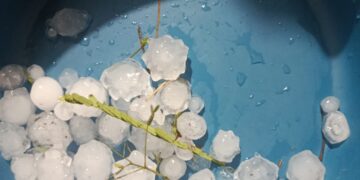Tempestade de granizo cobre ruas e assusta moradores no sul de MS