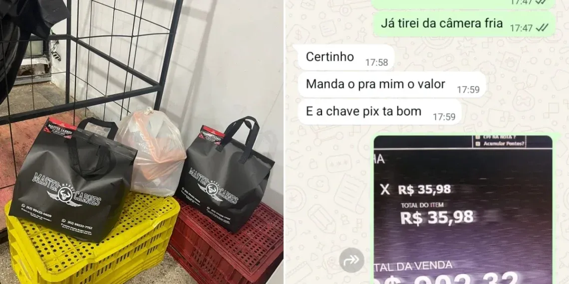 Golpistas tentam comprar picanha com Pix falso, mas recebem saco de ossos e acabam presos