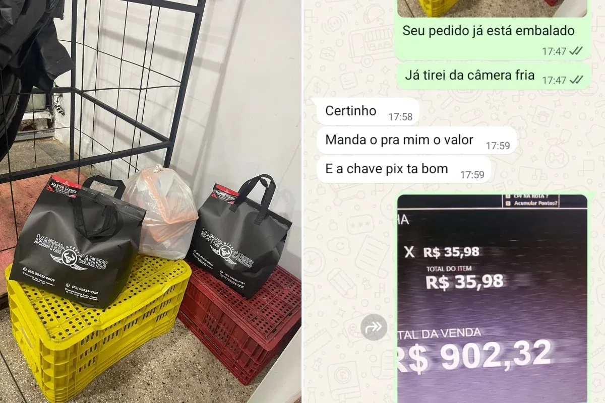 Golpistas tentam comprar picanha com Pix falso, mas recebem saco de ossos e acabam presos