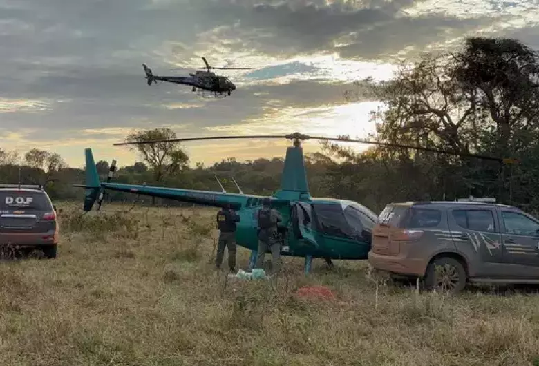 Helicóptero com cocaína é interceptado em área rural de Campo Grande