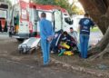 Gestante e marido ficam feridos após acidente em cruzamento Gestante e marido ficam feridos após acidente em cruzamento