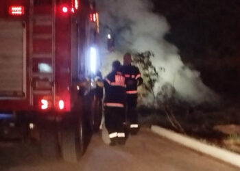 Fogo em vegetação se espalha com vento e mobiliza bombeiros Fogo em vegetação se espalha com vento e mobiliza bombeiros