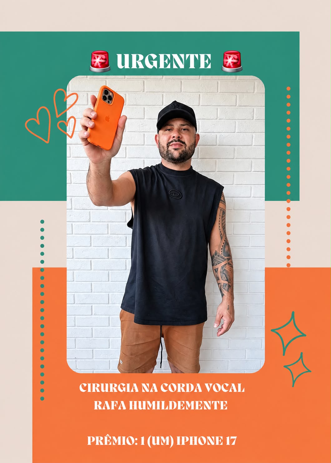 Com problema nas cordas vocais, Rafa Humildemente rifa IPhone para custear cirugia; veja como ajudar