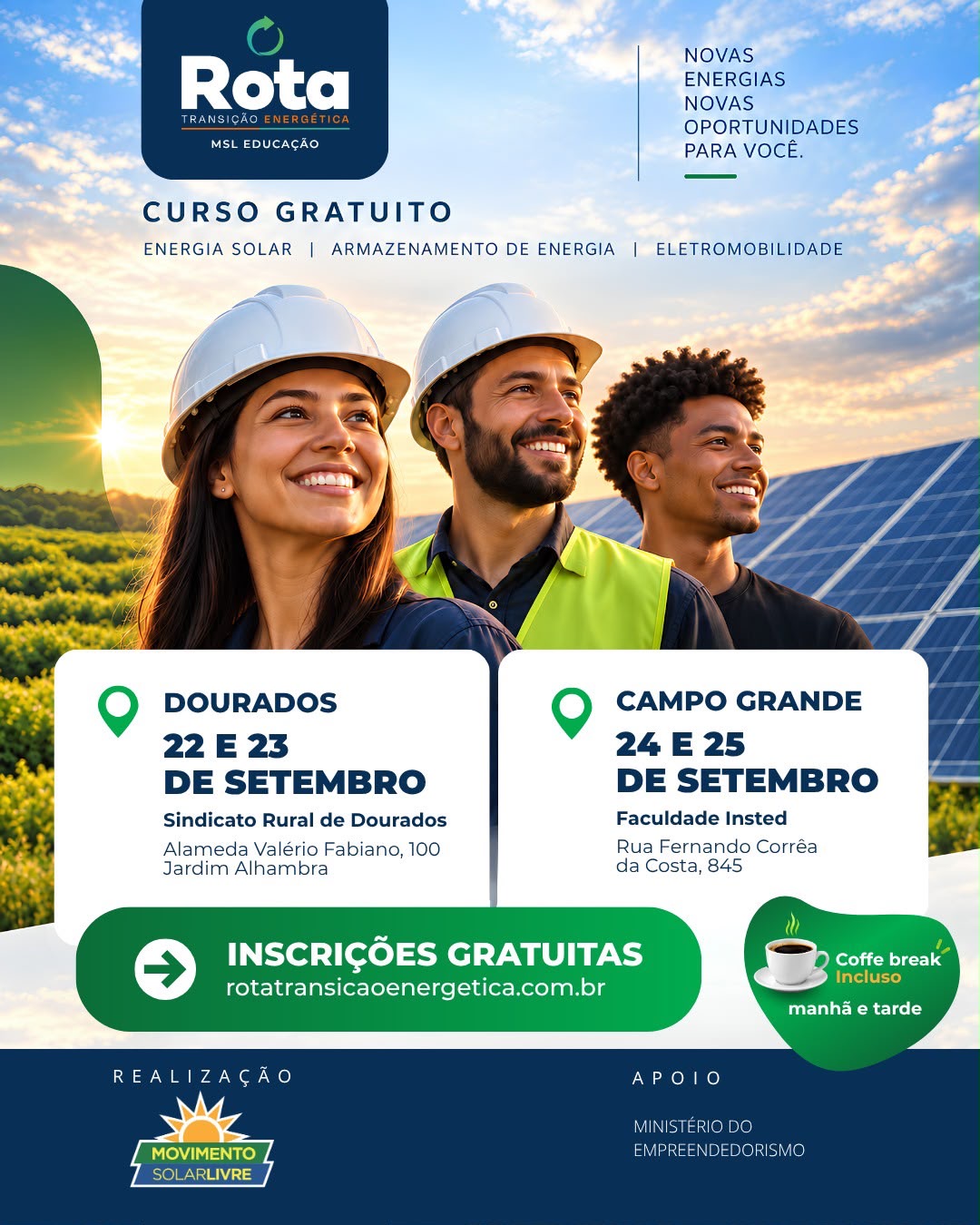 Curso gratuito abre mil vagas para quem quer trabalhar com energia solar em MS