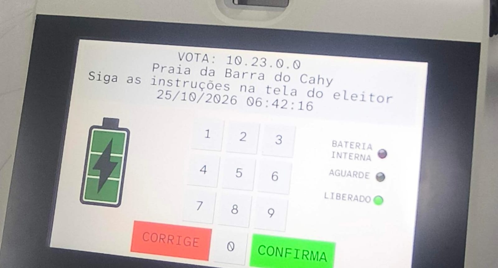 Nome de praia histórica aparece em urna eletrônica durante votação em MS