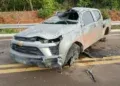 Motorista é socorrido após acidente na ponte do Piraputanga Motorista é socorrido após acidente na ponte do Piraputanga